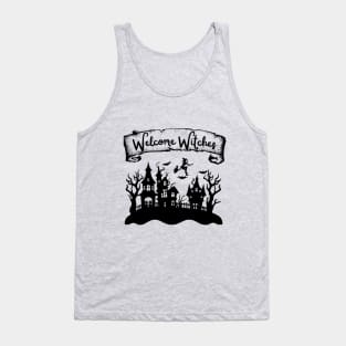 Welcome Witches Halloween Greeting Tank Top